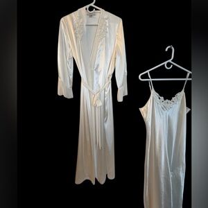 California Dynasty vintage-style ivory bridal peignoir Set Sz Lg